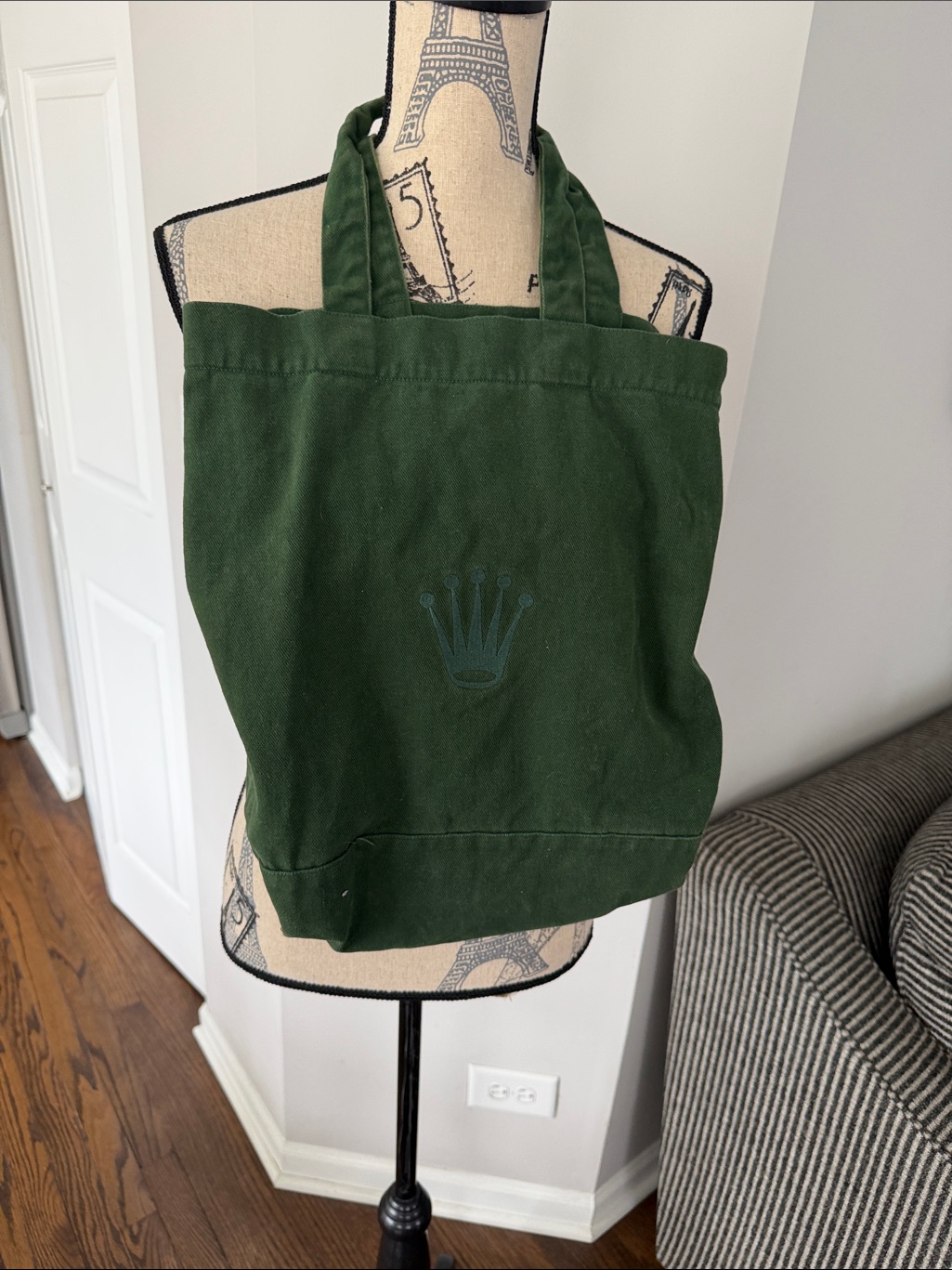 Authentic Rolex Green Canvas Shopping Tote With Logo